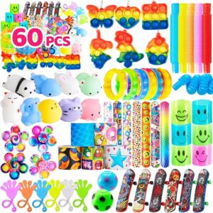 JOYIN 60 Pcs Party Favors for Kids, Fidget Toys Pack, Sensory Toy, Goodie Bags Fillers for Kids Birthday Party, Prizes in Bulk for School, Pinata Stuffers, Classroom Prizes, Treasure Box Toys Autism