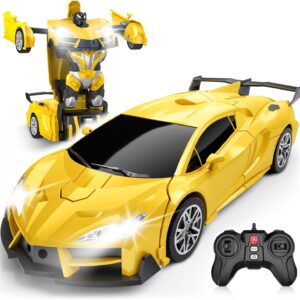 Transform Remote Control Car, RC Cars for Boys Age 3-5 6-8, One-Button Transform Toy Cars, 2.4GHz, 360° Spin, 1:16 Scale, Flashing Headlight,3-8 Year Old Grandkids Christmas Birthday Gifts