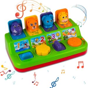 YEEBAY Interactive Pop Up Animals Toy with Music, Animal Sound, Activity Toys for Ages 9-12 - 18 Months &1 Year Old Kids, Babies, Toddlers, Boys & Girls