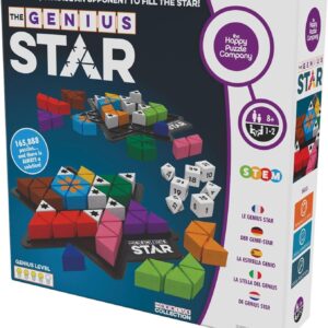 The Happy Puzzle Company The Genius Star | Toy of The Year Award Winning Family Board Game | 165,888 Possible Puzzles | Filling in Colored Shapes | Blockers to Complete A Star | Golden Star Twist